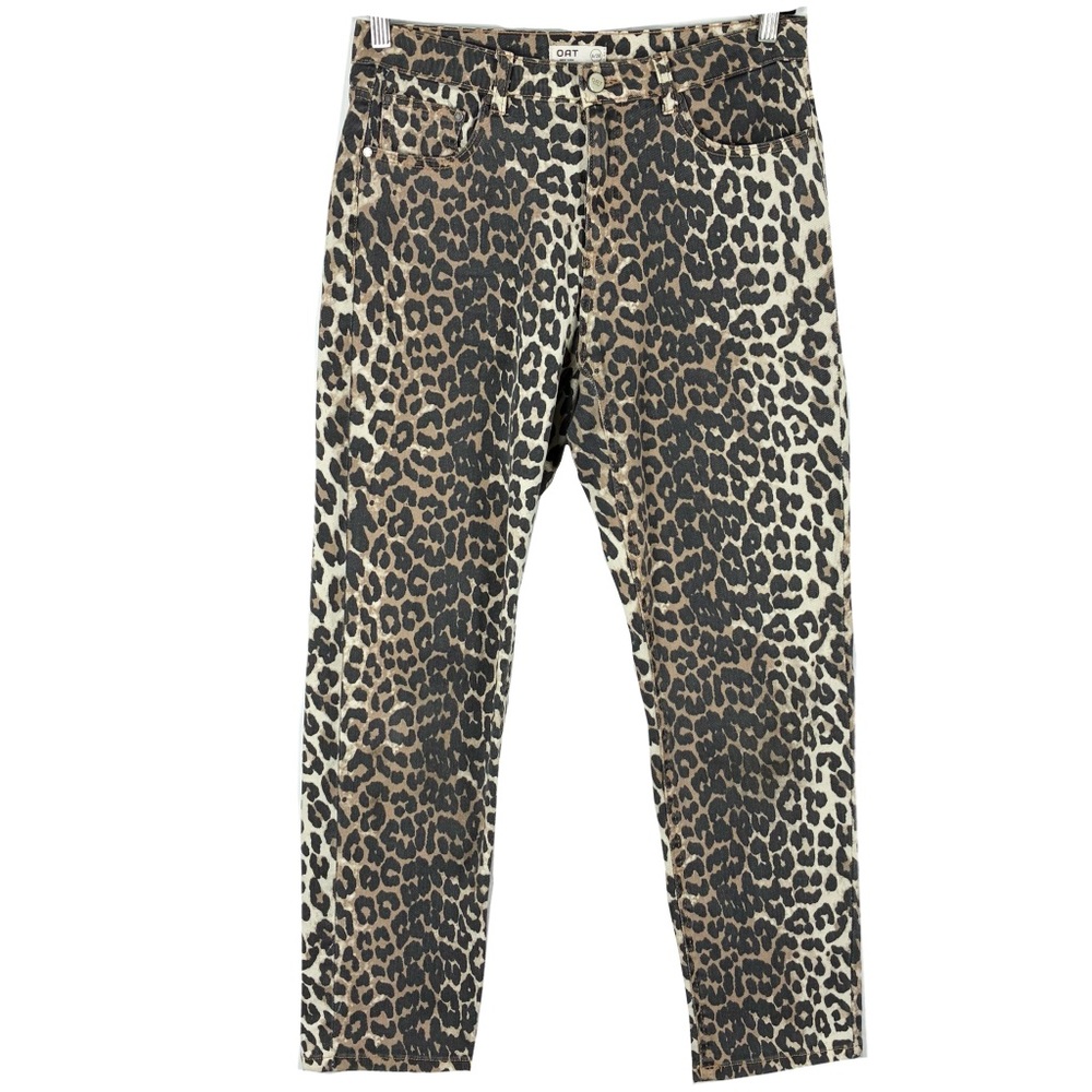 Oat New York Animal Print Straight Leg Jeans